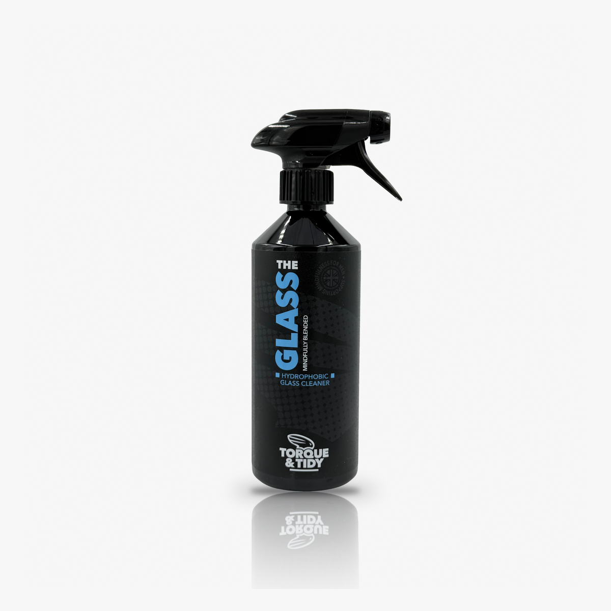 The Glass hydrophobic car glass cleaner in a trigger spray bottle