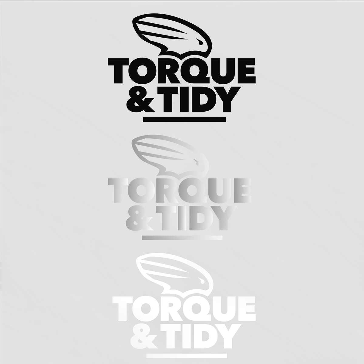 Torque & Tidy small stickers in black, silver and white