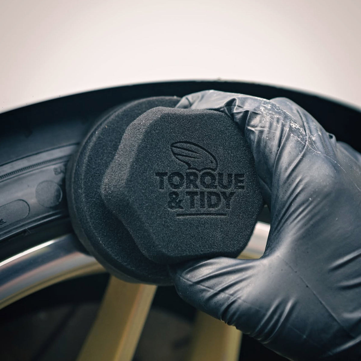 Applying tyre dressing with The Tyre Applicator