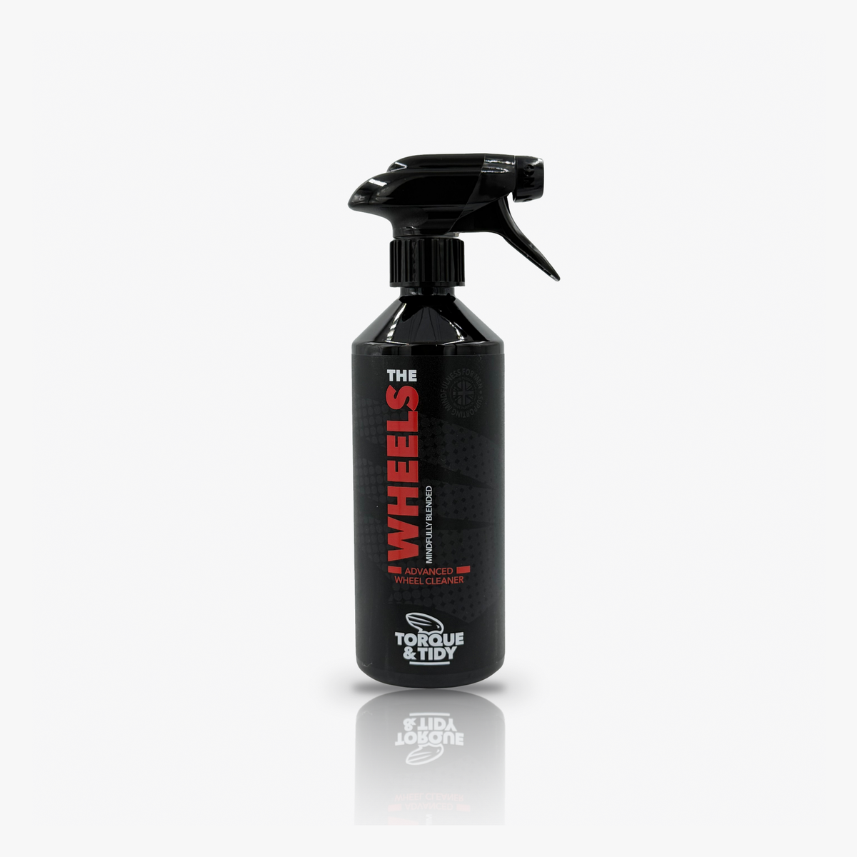 The Wheels wheel cleaner in a trigger spray bottle