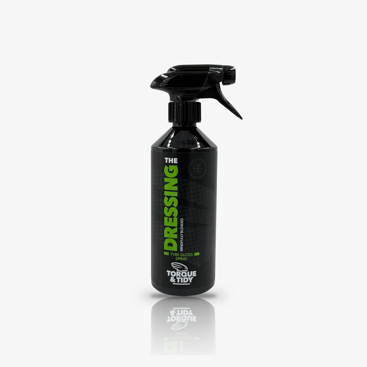 The Dressing tyre gloss spray in a trigger spray bottle