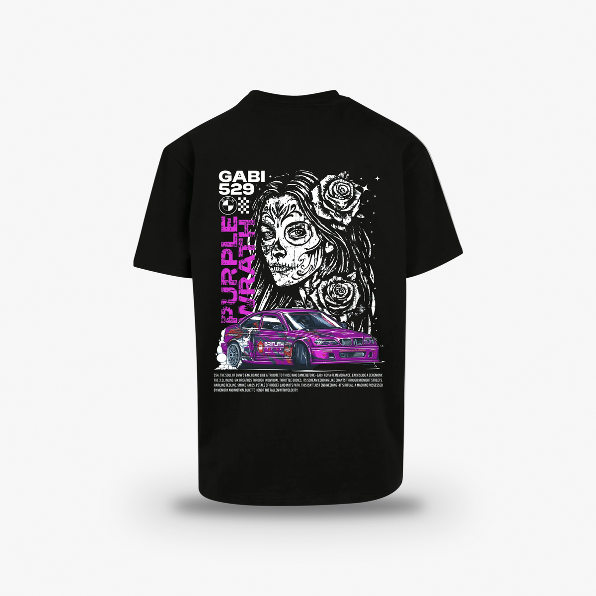 GABI 529 Tee, back print with Gabi's purple drift car
