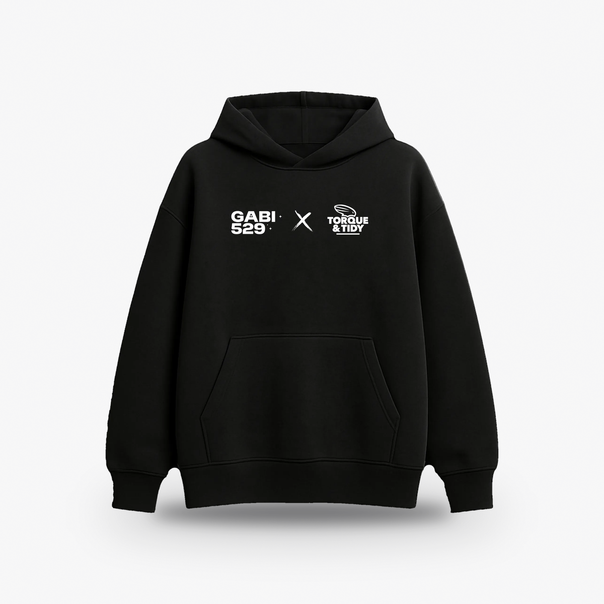 GABI 529 Hoodie, front with GABI 529 x Torque & Tidy logo