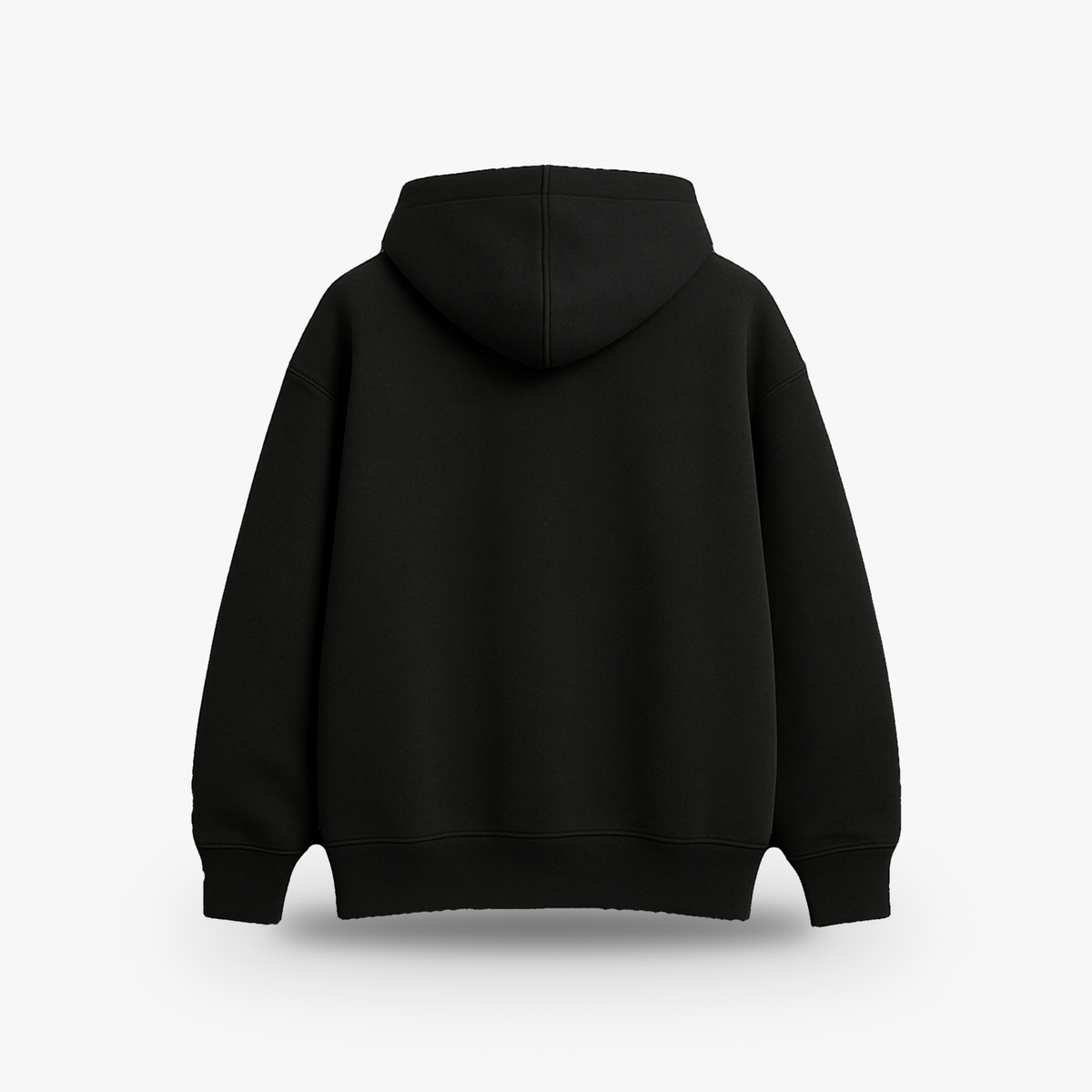 The Stealth Hoodie in black, back view