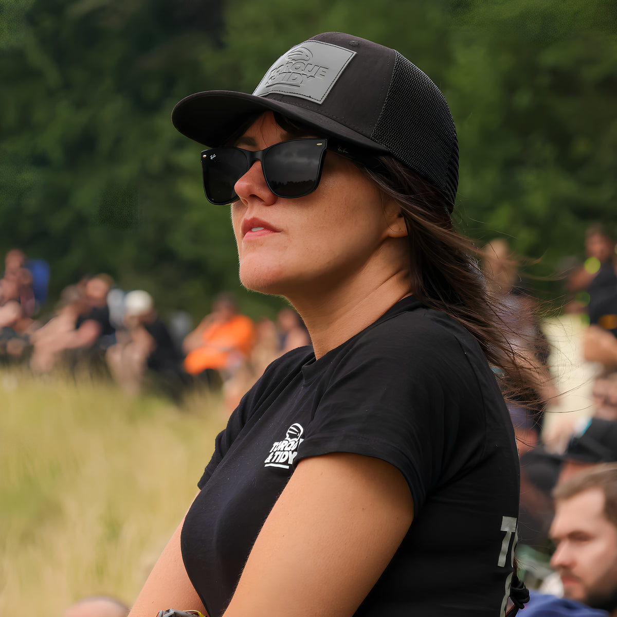 Wearing The Stealth Trucker cap at a drift event