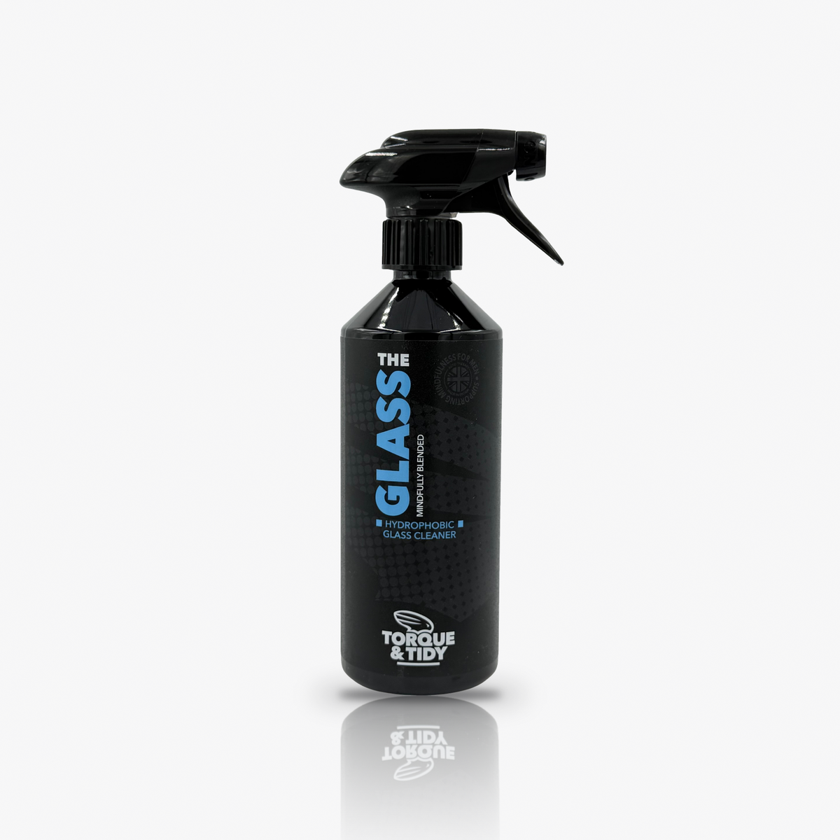 The Glass hydrophobic car glass cleaner in a trigger spray bottle