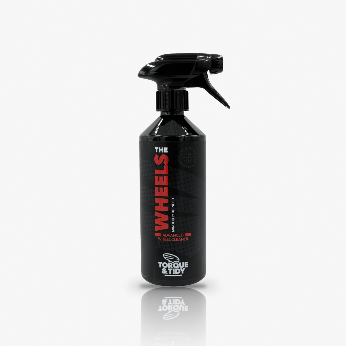 The Wheels wheel cleaner in a trigger spray bottle