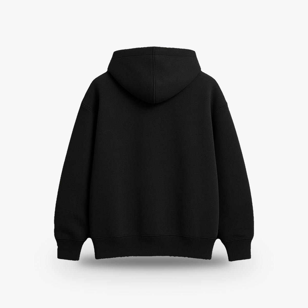 The Premium Hoodie in black, back view