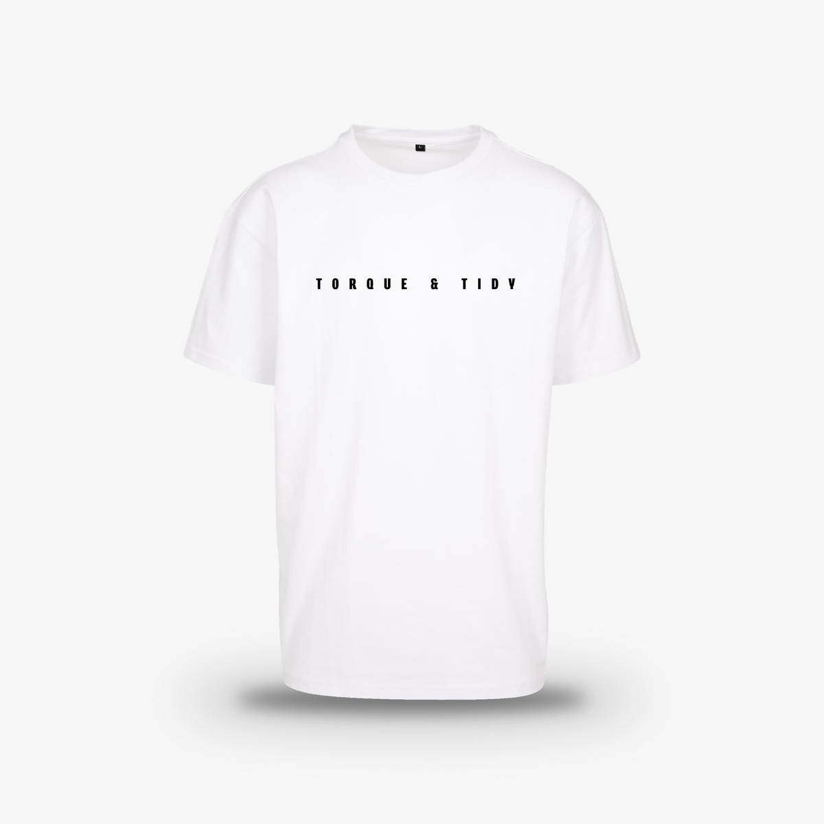 The Premium Tee in white with Torque & Tidy centre print