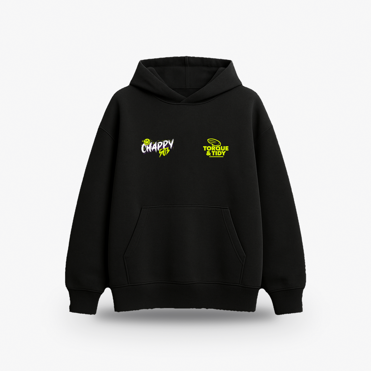 Chappy 503 Hoodie, front with Chappy 503 and Torque & Tidy logos