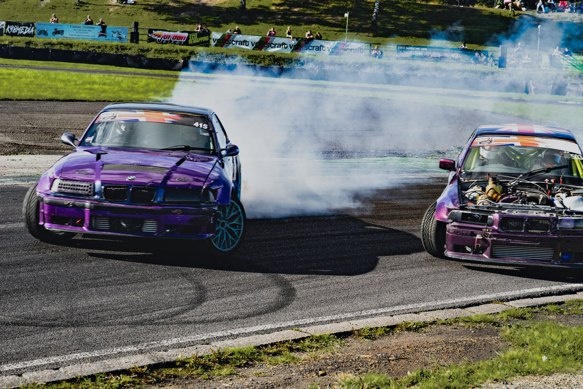 Jamie Stanton's purple drift car, #415, at a Drift League GB event
