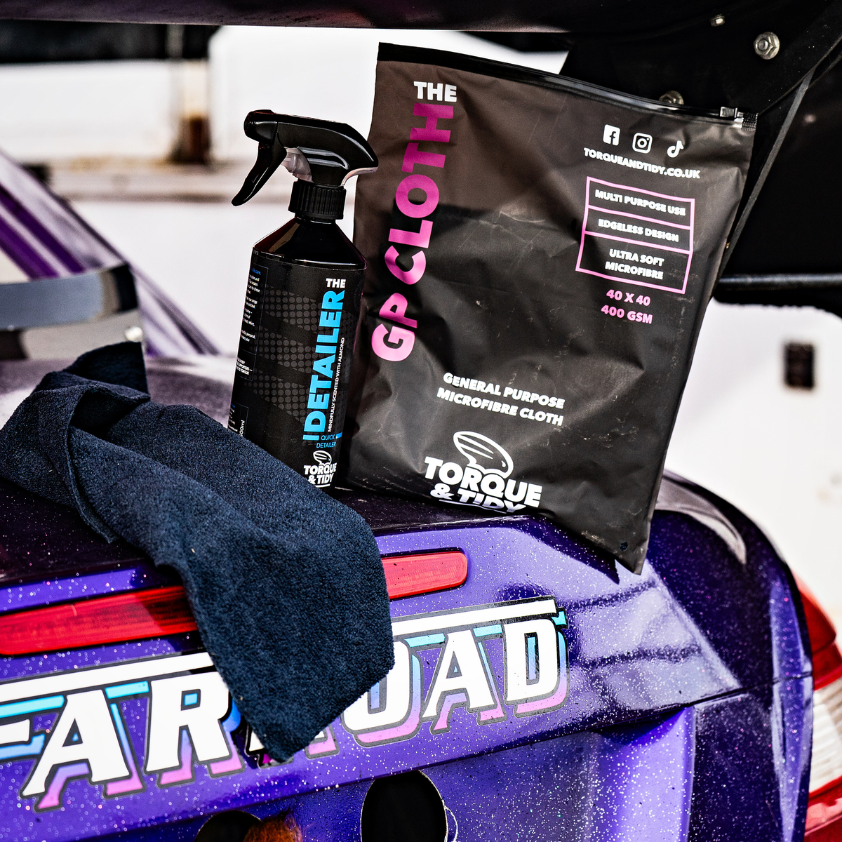 The Detailer and a GP Cloth pack on a purple drift car