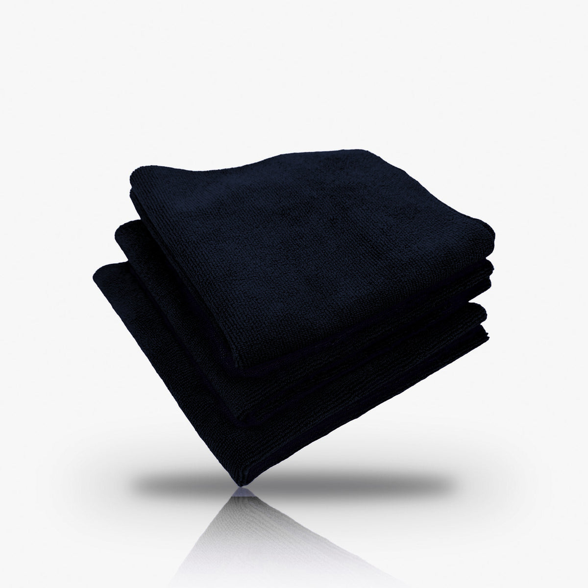 The GP Cloth in black, three folded microfibre cloths