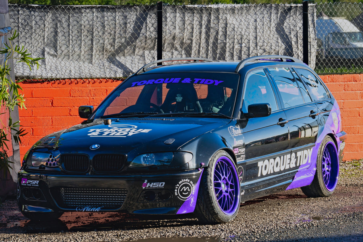 The Torque & Tidy BMW estate at the show with the Men's Minds Matter logo on its front bumper