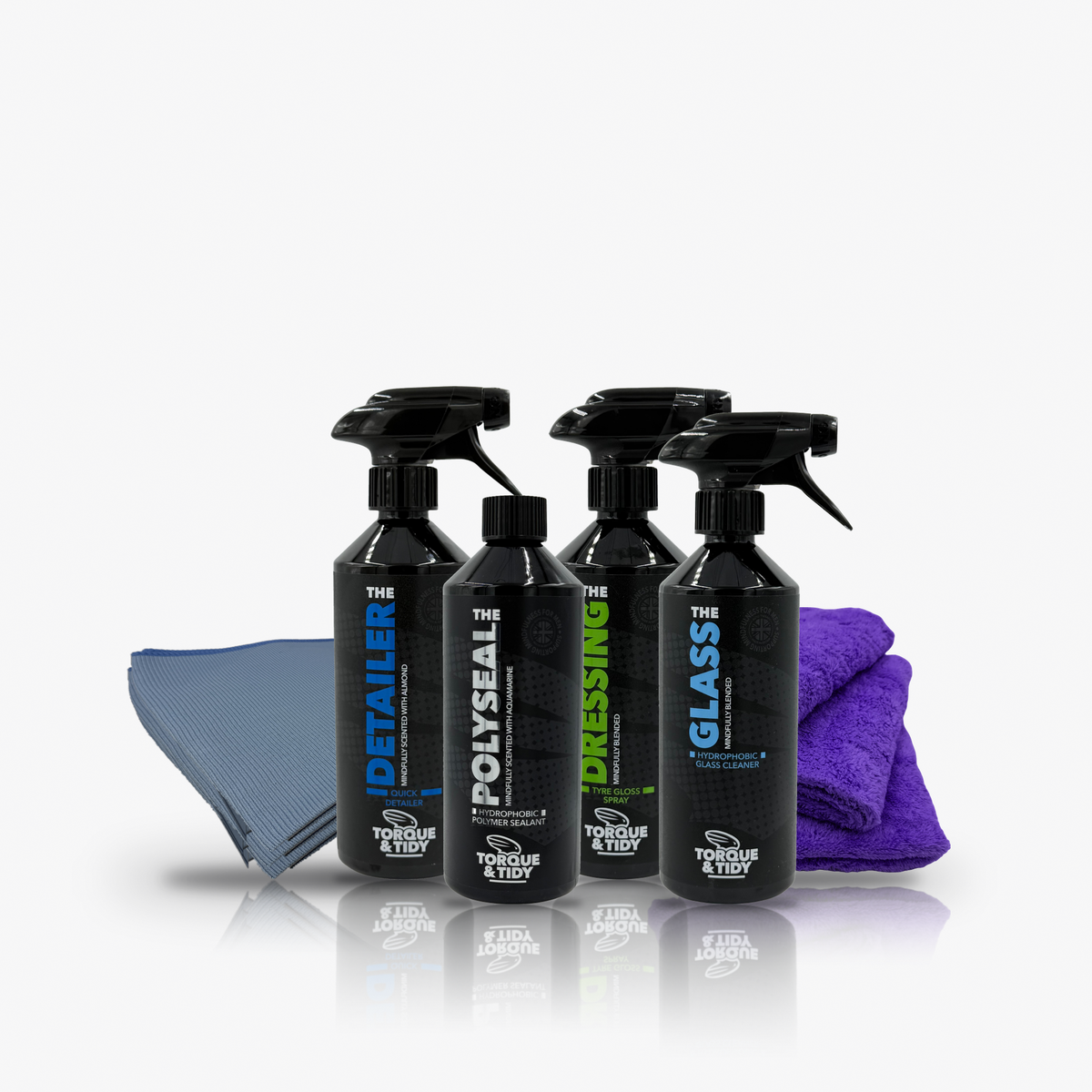 The Protect & Finish Bundle: Polyseal, Detailer, Dressing, Glass, Buff Cloths and Glass Cloths